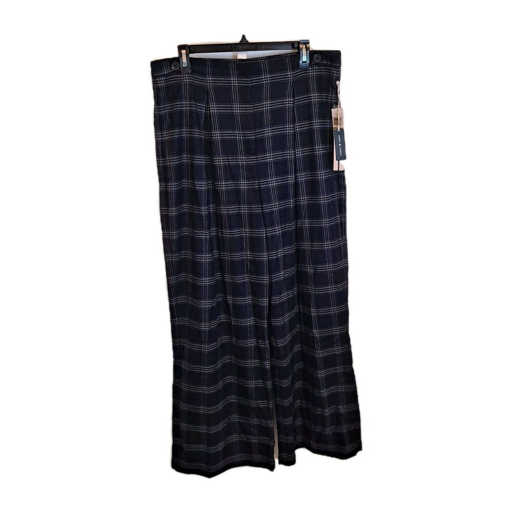 COURT & ROWE Navy Plaid Wide-Leg Pants